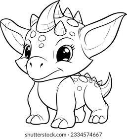 Triceratops , colouring book for kids, vector illustration