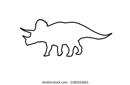 triceratops contour. vector flat illustration