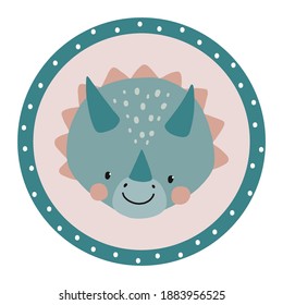 Triceratops cute dino portrait. Vector iilustration with cute dinosaur for kids