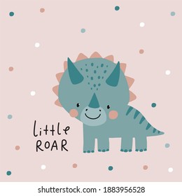 Triceratops cute dino portrait. Vector iilustration with cute dinosaur for kids