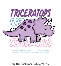 Triceratops Cute Kids Shirt Design