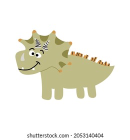 Triceratops cute vector character Flat diino baby. Vector illustration