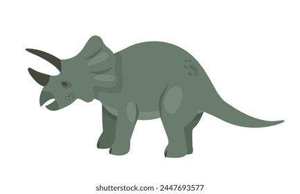 Triceratops dinosaur animal. Prehistoric animal, jungle reptiles group, jurassic world evolution cartoon vector illustration