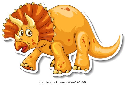 Triceratops dinosaur cartoon character sticker illustration