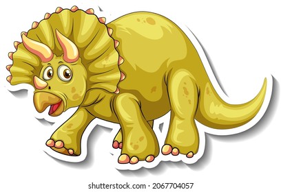 Triceratops dinosaur cartoon character sticker illustration