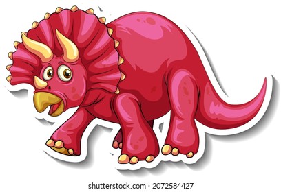 Triceratops dinosaur cartoon character sticker illustration