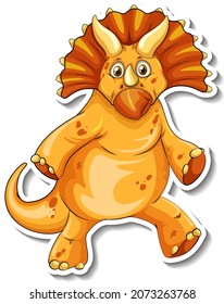 Triceratops dinosaur cartoon character sticker illustration