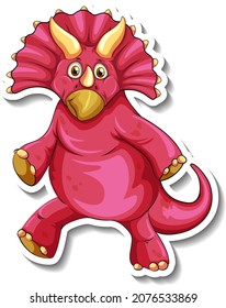 Triceratops dinosaur cartoon character sticker illustration