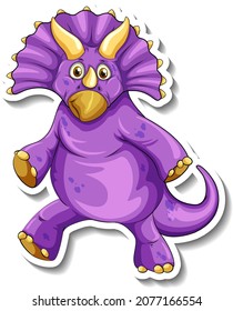 Triceratops dinosaur cartoon character sticker illustration