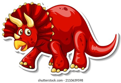 Triceratops dinosaur cartoon character sticker illustration