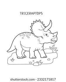 Triceratops dinosaur coloring page for kids