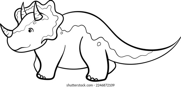Triceratops Dinosaur colouring book page design outline