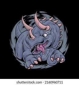 Triceratops dinosaur cute cartoon Illustration Premium vector