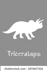 Triceratops Dinosaur design vector illustration. gray dinosaur, gray kids dinosaur name prints, boys bedroom wall art, dino room, children's posters.