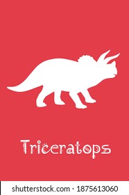 Triceratops Dinosaur design vector illustration. animal silhouette, red dinosaur, red kids dinosaur name prints, boys bedroom wall art, dino room, children's posters.