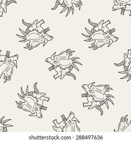 Triceratops dinosaur doodle seamless pattern background