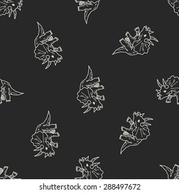 Triceratops dinosaur doodle seamless pattern background