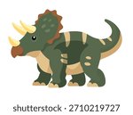 Triceratops dinosaur. Flat vector clipart, illustration with isolated background.