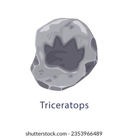 Fósil de huellas de dinosaurios de Triceratops, piedra arqueológica. Impresión de piedra de las garras monstruosas de la prehistoria, huella de la ciencia de la paleontología de pasos animales extintos o traza de vectores de tierra de dino prehistórico