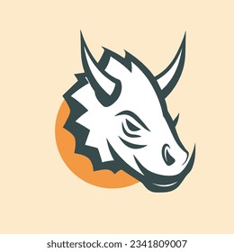 Triceratops dinosaur head vector logo design element. Jurassic park world.