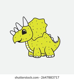 triceratops dinosaur illustration for kids hand drawn style