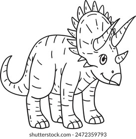 Triceratops Dinosaur Isolated Coloring Page 