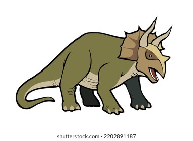 Triceratops dinosaur isolated. Paleontology. Flat vector illustration.