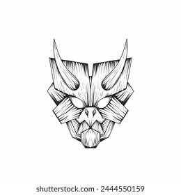 Triceratops dinosaur mask design 240402 format vector black white