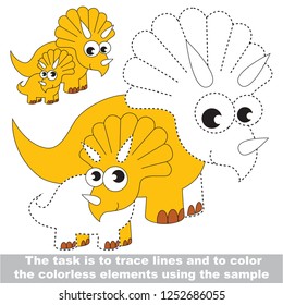 triceratops dinosaur mother and her infant. Dot to dot educational game for kids.