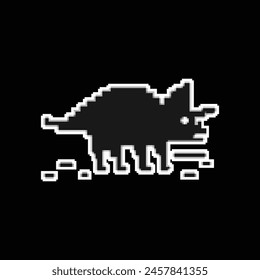 Triceratops dinosaur pixel art. No Internet Webpage design concept in the dark background for internet browser