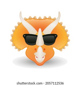 Triceratops Dinosaur Prehistoric Emoji Ancient Illustration Face Vector Design Art.