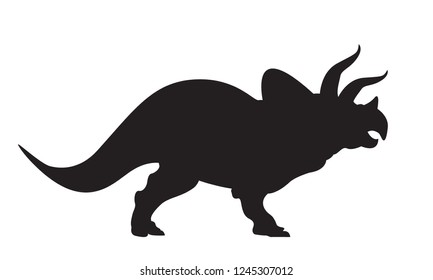 Triceratops, dinosaur Silhouette isolated on white background. Icon, vector illustration.