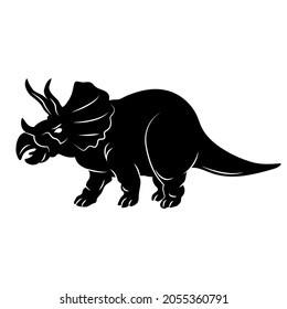 Triceratops. Triceratops dinosaur silhouette isolated on white background. Vector image.