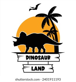 Triceratops Dinosaur Silhouette for T Shirt Print