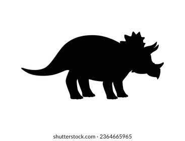 Triceratops Dinosaur Silhouette Vector Isolated on White Background