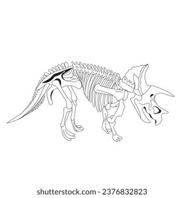 Triceratops dinosaur skeleton in doodle style. Vector illustration.