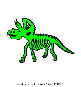 Triceratops dinosaur skeleton, vector illustration