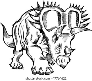 Triceratops Dinosaur Sketch doodle Vector