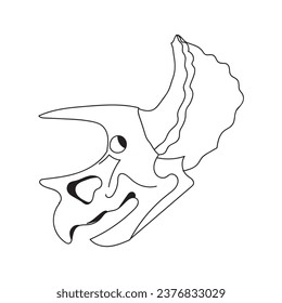 Triceratops dinosaur skull in doodle style. Vector illustration.