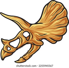 Triceratops dinosaur skull fossil illustration