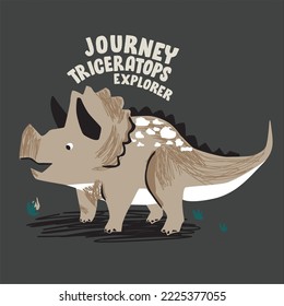 Triceratops dinosaur vector illustration in cartoon style.design for tshirt kids and print