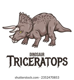 Triceratops dinosaur vector illustration in cartoon