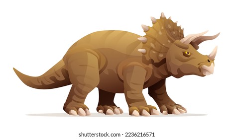 Triceratops dinosaur vector illustration isolated on white background