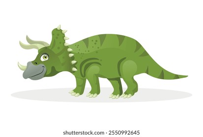 Ilustração do vetor de dinossauro Triceratops isolado no fundo branco.