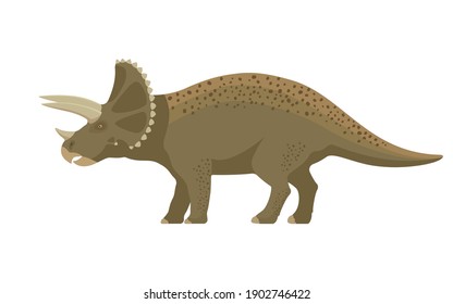 Triceratops dinosaur. Vector illustration of a large prehistoric dinosaur triceratops isolated on a white background. 