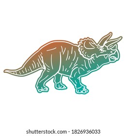 Triceratops Dinosaurier Vektorgrafik, Silhouette Design Doodle Stil. Prähistorische Animal Graphic.