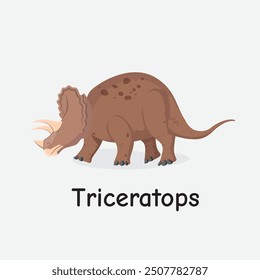 Triceratops Dinosaur Vector Illustration with Three Horns