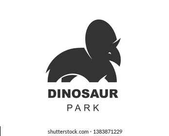 Triceratops dinosaur vector logo design element. Jurassic park world. Dinosaurs silhouette isolated on white background. Dino icon web site template.