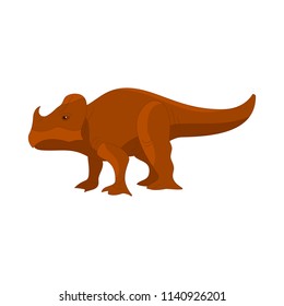 Triceratops dinosaurs cartoon jurassic animal. Character wild dino isolated on white background