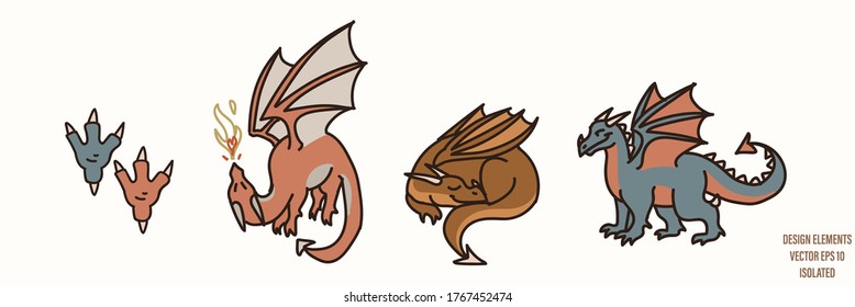 Triceratops dragon gender neutral baby illustration clipart. Simple whimsical minimal earthy 2 tone color. Kids nursery room decor print or cartoon animal line art sticker.